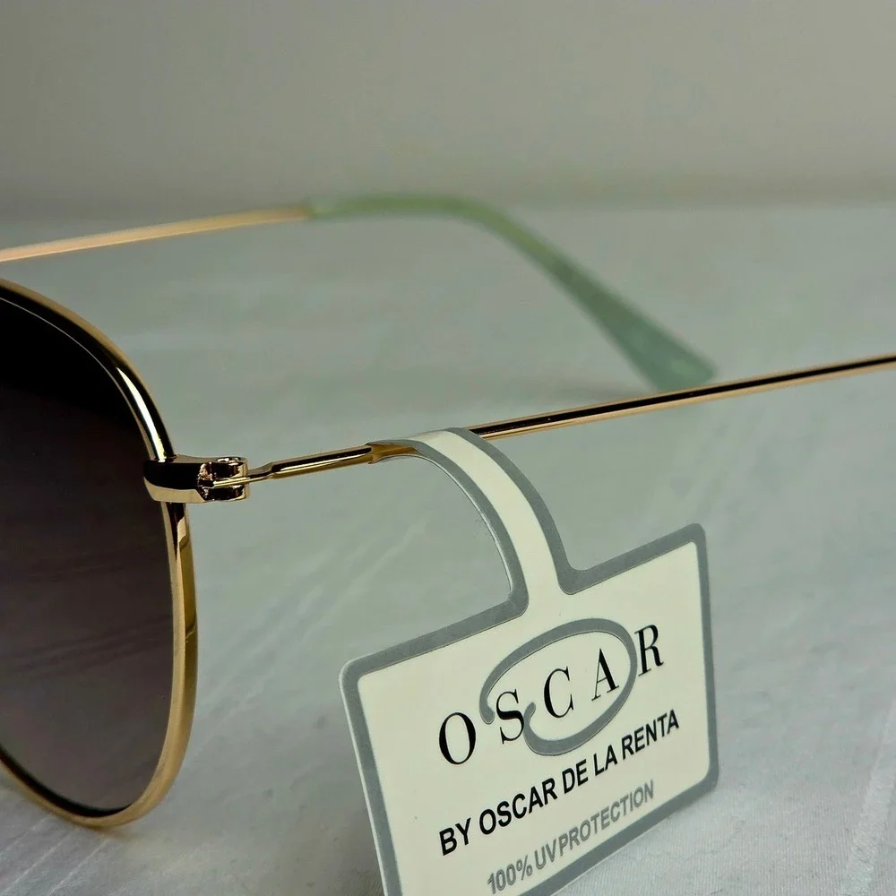 Oscar de la Renta Aviator Chic Unisex Sunglasses Gold Purple Gradient 100% UV